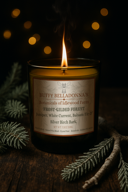 Frost-Gilded Forest Candle Offering