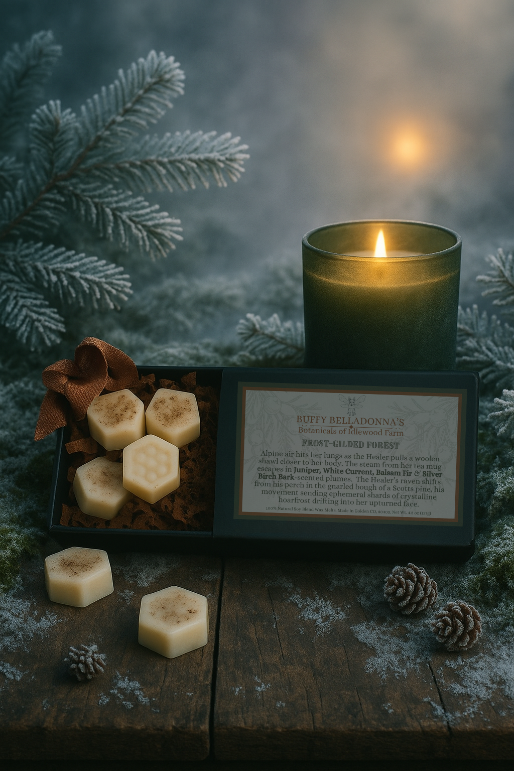 Frost-Gilded Forest Wax Melt Offering