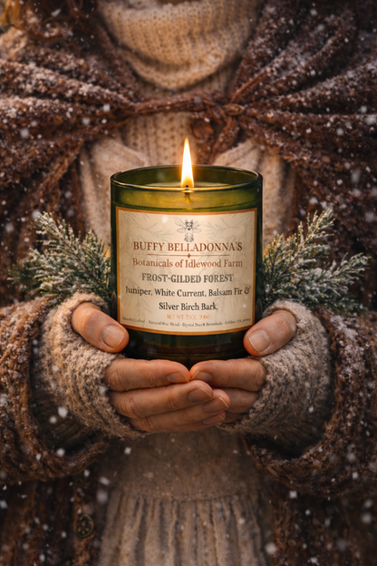Frost-Gilded Forest Candle Offering